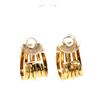 Image 6 : 14k Diamond Semi Hoop Stud Earrings