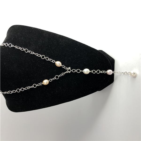 Freshwater Pearl & Diamond Lavalier Necklace