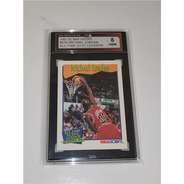 1991-92 NBA Hoops #536 Michael Jordan All-Time Stat Leaders - Graded 8 NMM