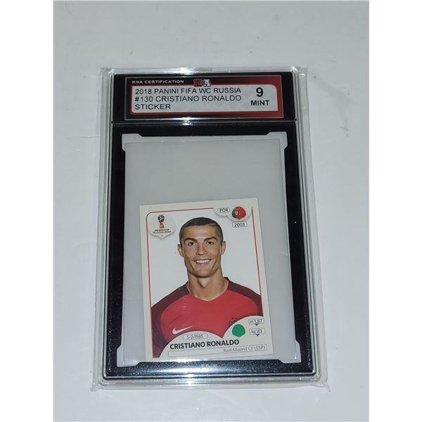 2018 Panini FIFA WC Russia #130 Cristiano Ronaldo Sticker - Graded 9 MINT