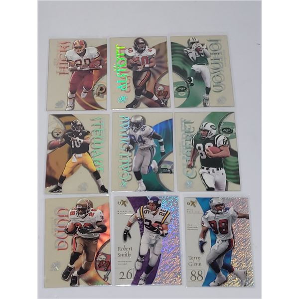 Lot of 9 NFL Transparent Football Cards