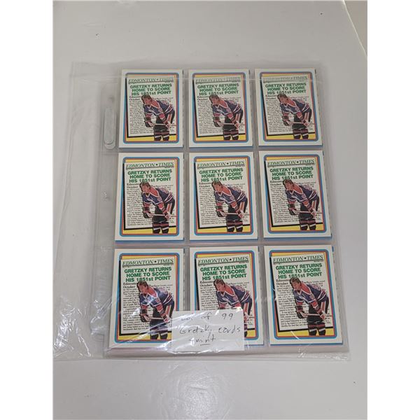 Lot of 99 Wayne Gretzky Hockey Cards in Sheets - 11 Sheets in Total