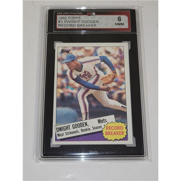 1985 Topps #3 Dwight Gooden Record Breaker - Graded 8 NMM