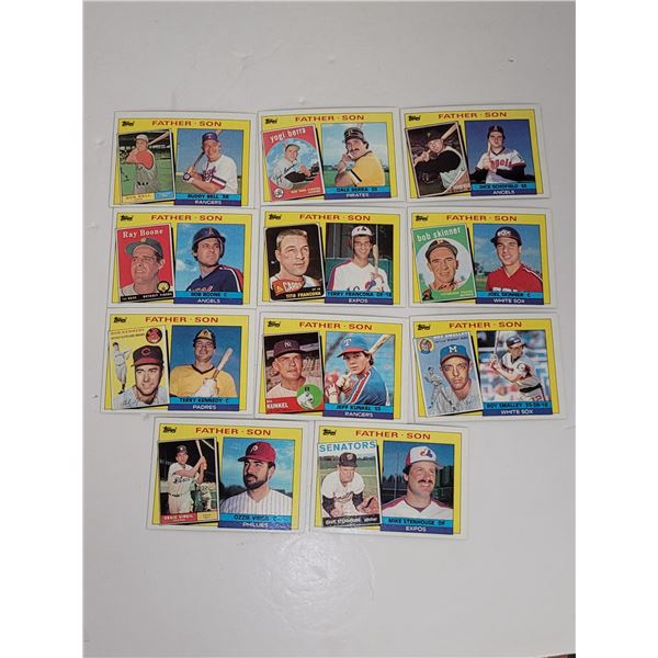 Lot of 11 1985 Topps Father & Son MLB Baseball Cards - Mint