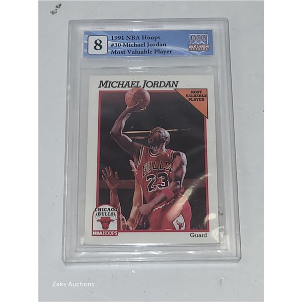1991 NBA Hoops #30 Michael Jordan Most Valuable Player - Graded 8