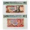 Image 1 : Government of the Falkland Islands & Central Bank of the Bahamas, 1983-2001, Issued Banknote Pair