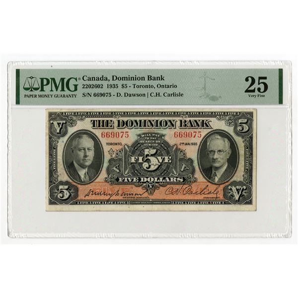 Dominion Bank, 1935, Issued Banknote