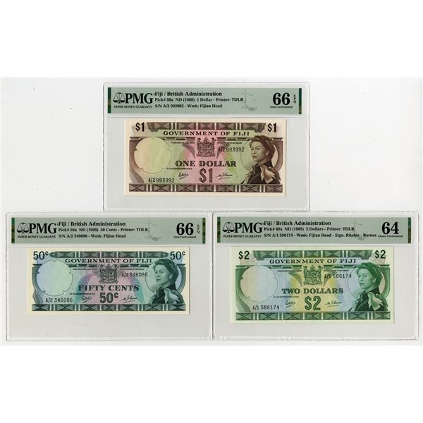 Government of Fiji, ND (1968-69), Issued Banknote Trio.