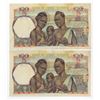 Image 2 : FWA. Banque de l'Afrique Occidentale, 1946, Sequential Pair of Issued Banknotes