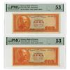 Image 1 : Bank of Greece, 1954, Pair of Issued Banknotes