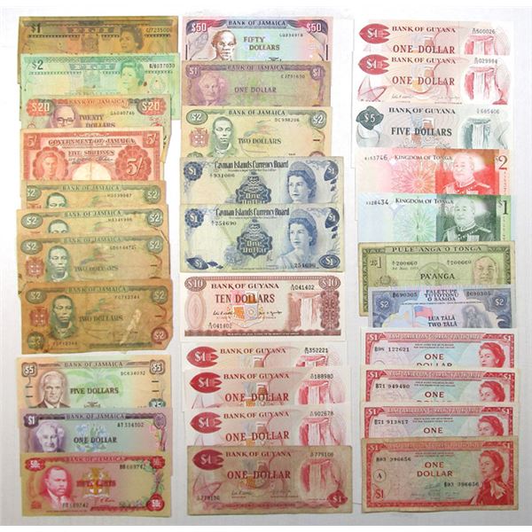 Jamaica, Fiji, Cayman Islands, Guyana, and others, Banknote Assortment, ca.1958 to 2003
