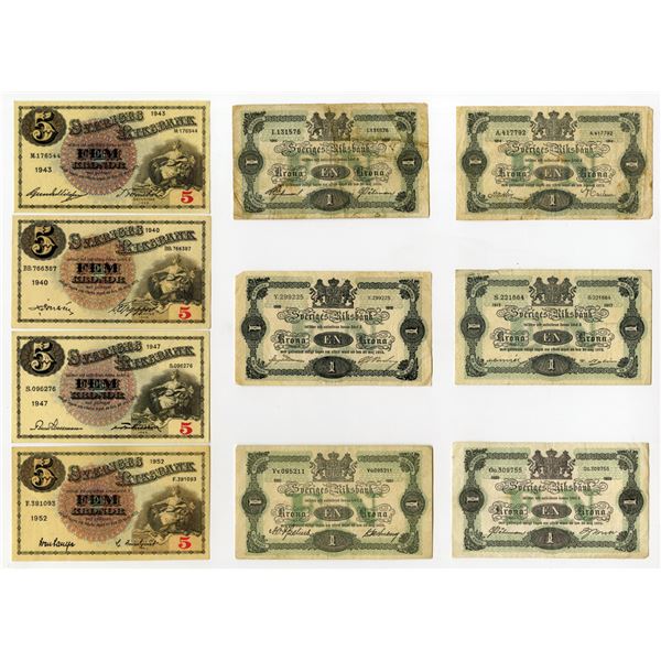 Sveriges Riksbank, 1914 to 1952, Assortment of Issued Banknotes