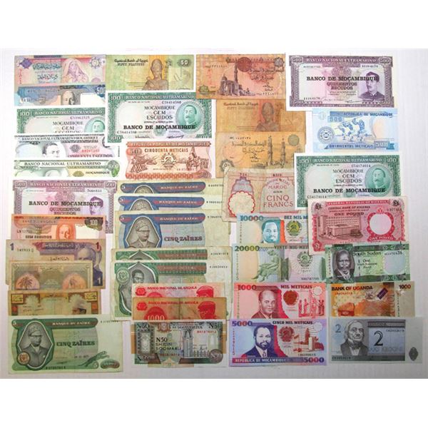 African Assortment of 75+ Issued Banknotes