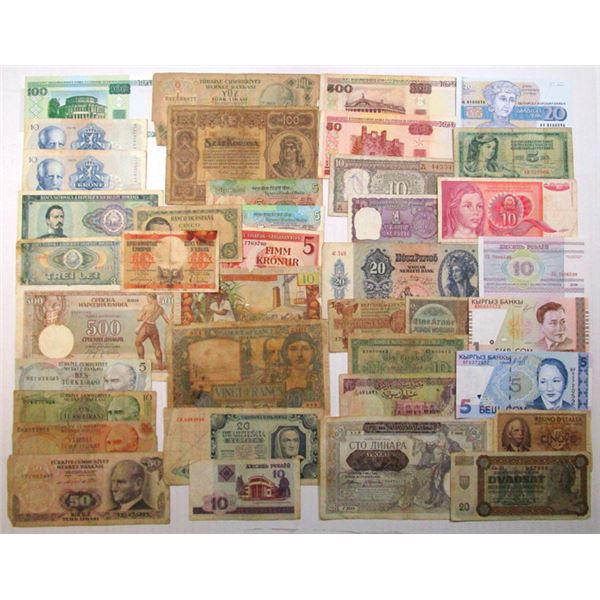 European Banknote Assortment of 110+ Issued Banknotes