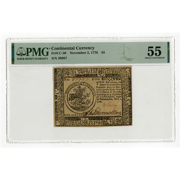Philadelphia, PA. Continental Currency, $5, 1776, FR#CC-50, Issued Banknote