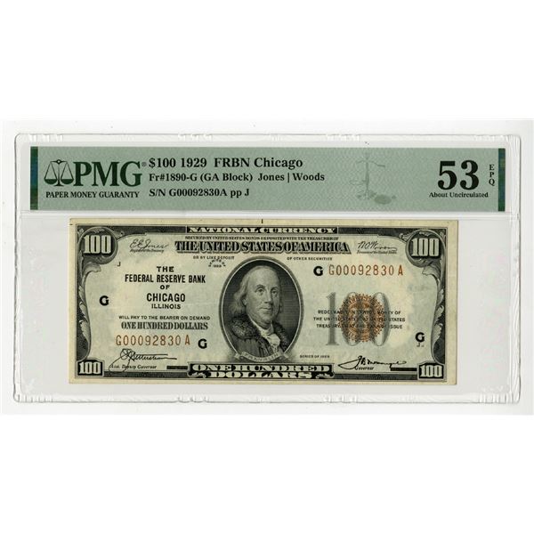 Chicago, IL. F.R.N., National Currency of Chicago, $100, 1929, Fr#1890-G (GA Block) Issued Banknote