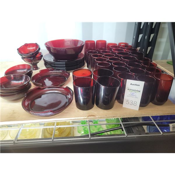 Depression Glass Royal Ruby Glass A