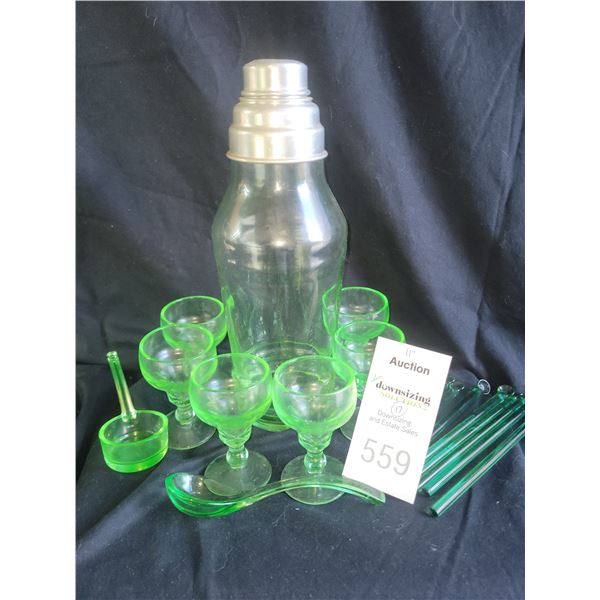 Uranium Glass Cocktail Set A