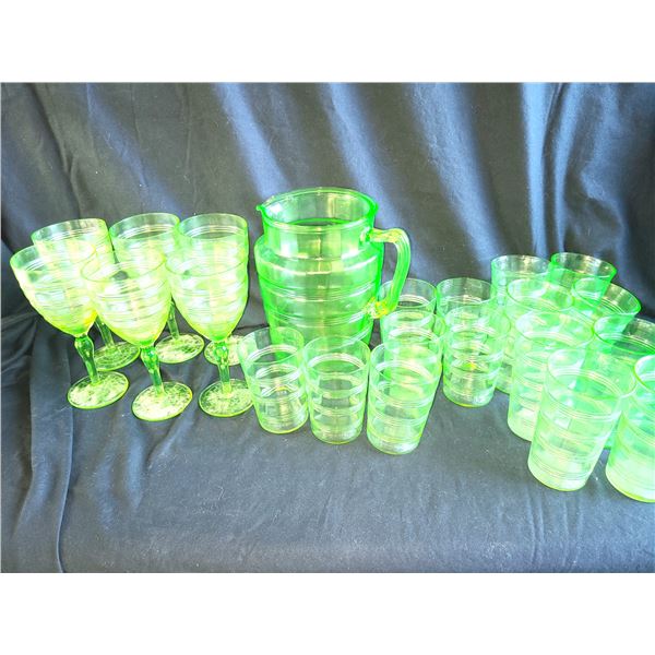 Uranium Glass Stemware A