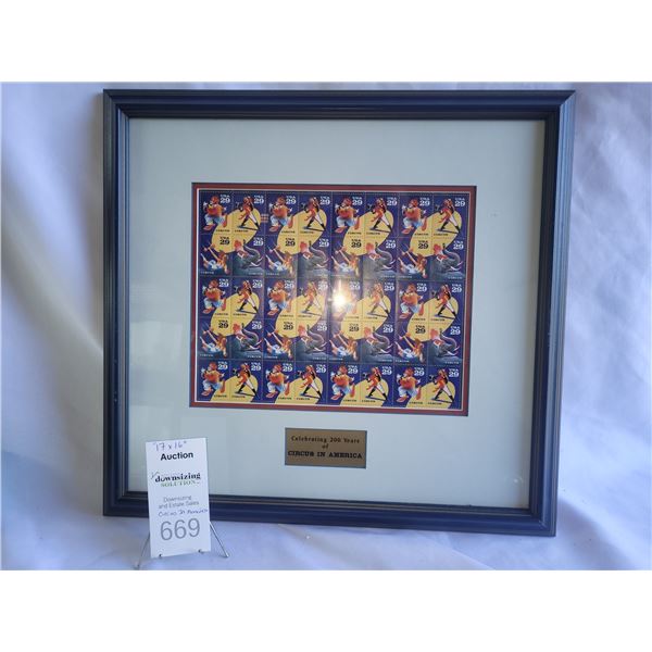 Framed US Postal Circus Stamps B