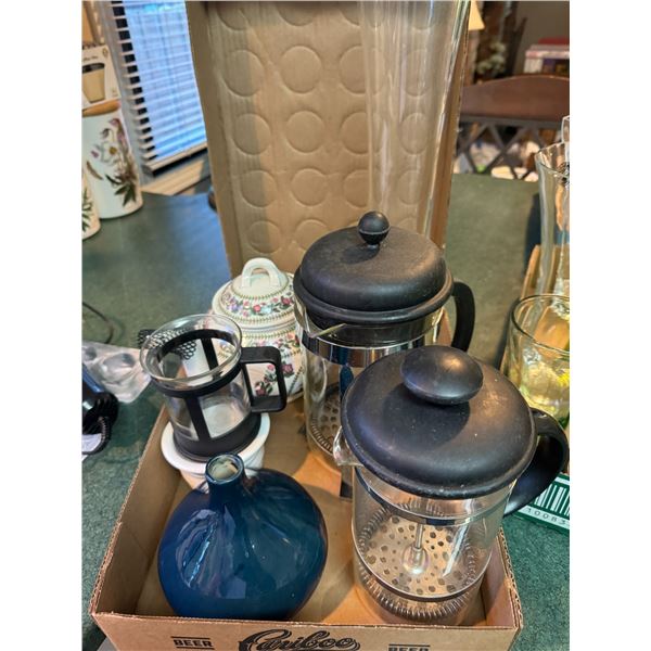 Coffee items and vase teapot