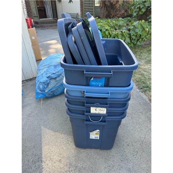 Stack of five bins with lids