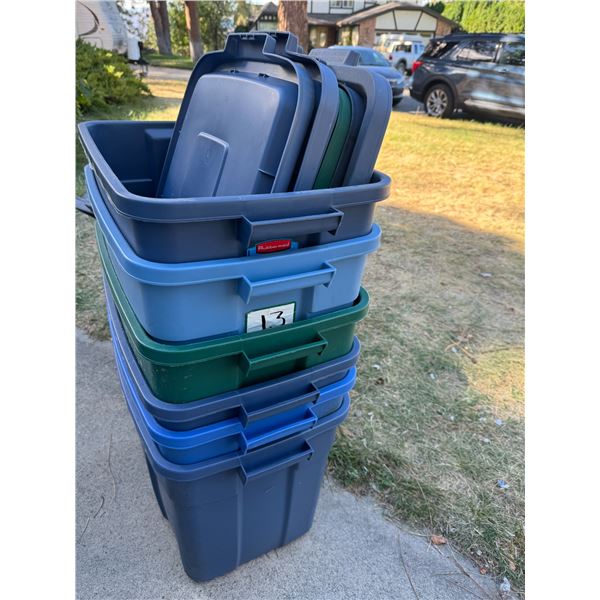 Stack of six bins with lids