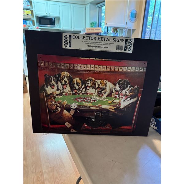 Poker dogs, Metal sign