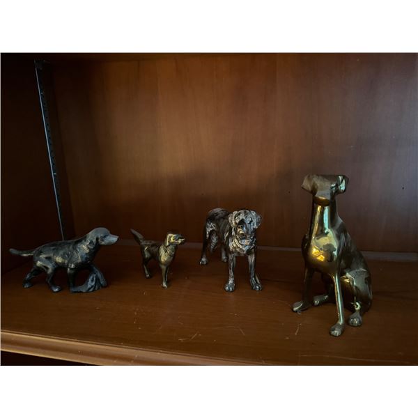 Brass, and other dog figurines