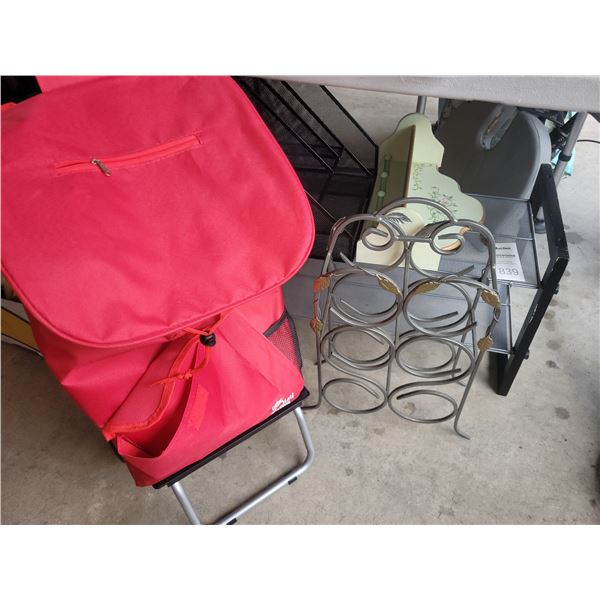 Cart, wine rack, shelves A