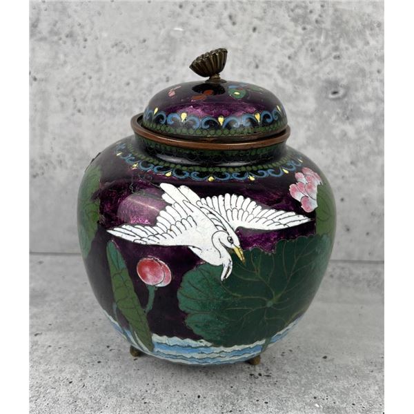 Antique Japanese Cloisonne Lidded Jar