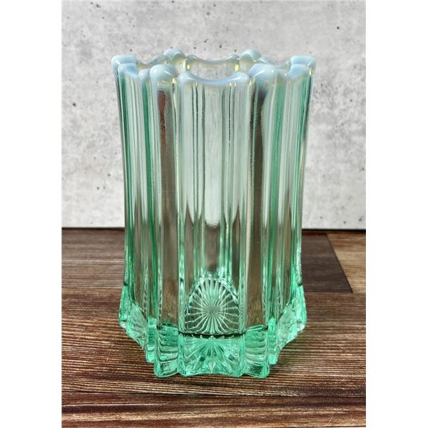 Fenton Mint Cream Vulcan Pattern Vase