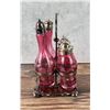 Image 2 : Victorian Cranberry Glass Condiment Set
