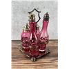 Image 3 : Victorian Cranberry Glass Condiment Set