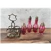 Image 4 : Victorian Cranberry Glass Condiment Set
