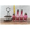 Image 8 : Victorian Cranberry Glass Condiment Set
