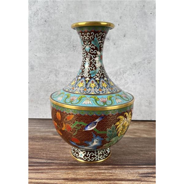 Antique Chinese Cloisonne Enamel Vase