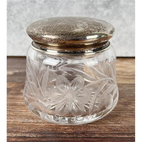Victorian Cut Glass Dresser Box Sterling Lid