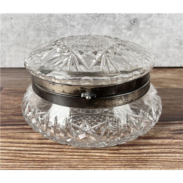 American Brilliant Cut Glass Powder Jar