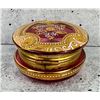 Image 3 : Victorian Enameled Cranberry Glass Dresser Box