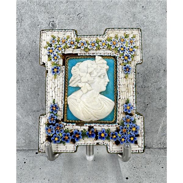 Alabaster Carving In Millefiori Micro Mosaic Frame