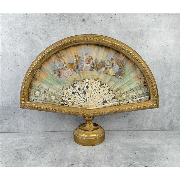 Framed Victorian Hand Painted Fan