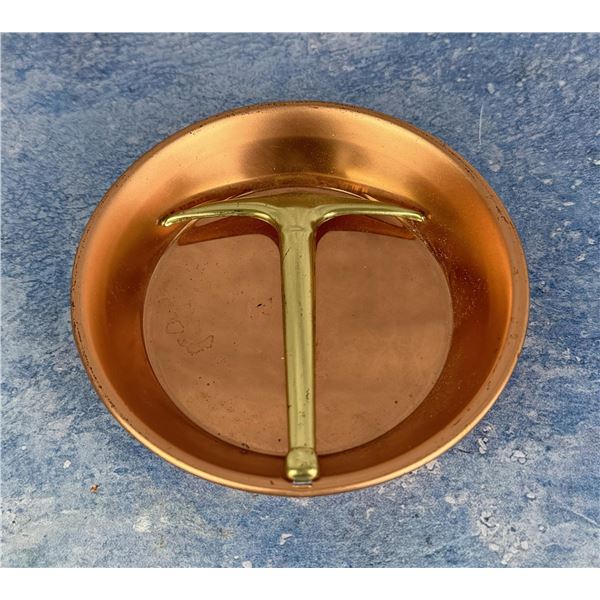 Souvenir Copper Gold Pan With Miner Pick
