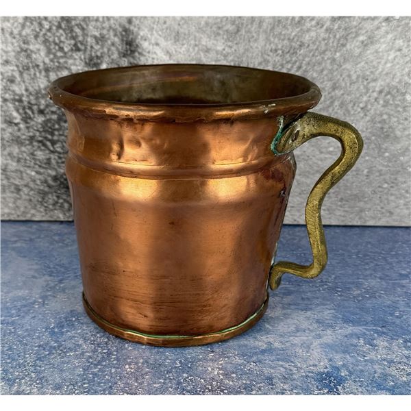 Antique Hammered Copper Dovetailed Tankard