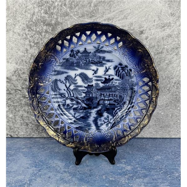 Empire Works Flow Blue Willow Reticulated Plate