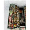 Image 2 : Grip Loc Metal Fishing Tackle Box & Contents