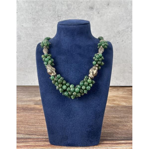 Middle Eastern Green Jade Cluster Necklace
