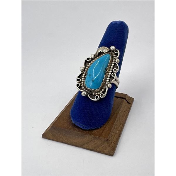 M Jones Navajo Sterling Silver Turquoise Ring