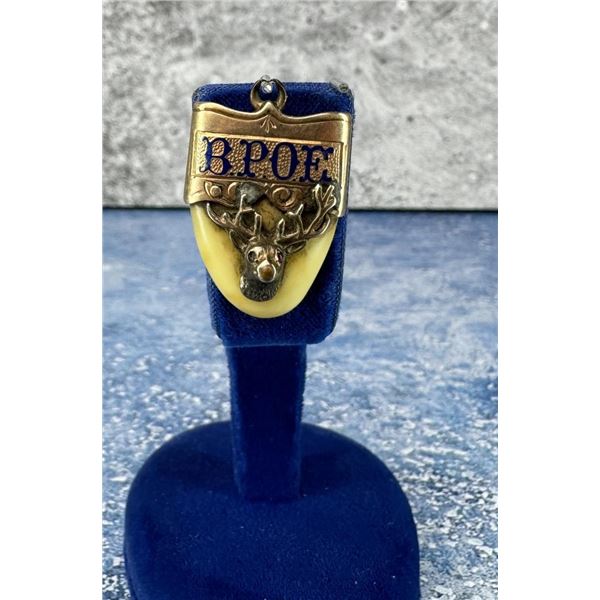 BPOE Elks Club 10K Gold Elk Tooth Watch Fob