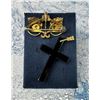 Image 2 : Victorian Onyx Mourning Cross Gold Filled Brooch